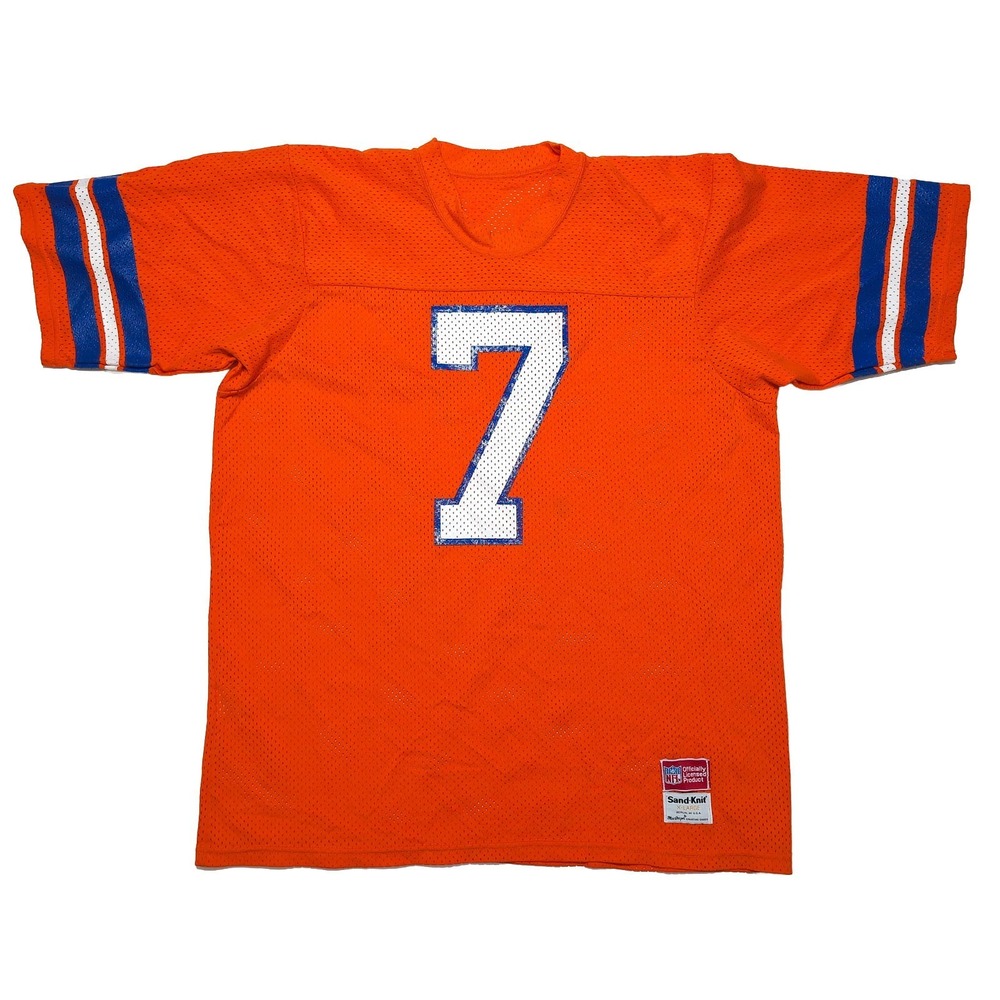 Vintage SAND-KNIT Denver Broncos NFL Football Jersey John Elway Orange Men's XL